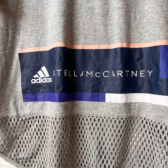 Adidas X Stella McCartney Shirt Womens Size Medium Gray Graphic Mesh Hem - Picture 6 of 15